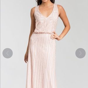 Adrianna pappell beaded blush bridesmaid dress